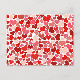 Cute Modern Red Heart Mönster Vykort
