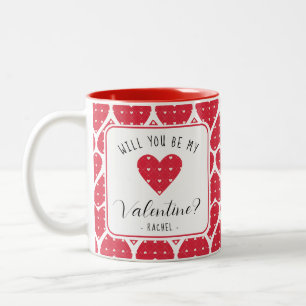 Cute Modern Red Hearts Alla hjärtans dag Gift Två-Tonad Mugg