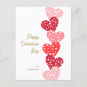 Cute Modern Red Hearts Glad Alla hjärtans dag Vykort