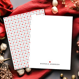 Cute Modern Red Hearts och XO:s anpassade namn Anteckningskort