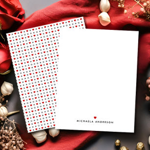 Cute Modern Red Hearts och XO:s anpassade namn Anteckningskort