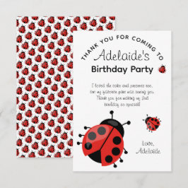 Cute Modern Red Ladybug Födelsedagsfest Tack
