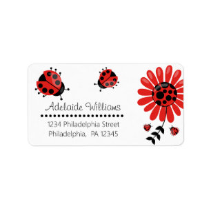 Cute Modern Red Ladybug-Personlig Adressetikett