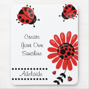Cute Modern Red Ladybug-Personlig Musmatta
