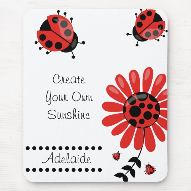 Cute Modern Red Ladybug-Personlig Musmatta (Framsidan)