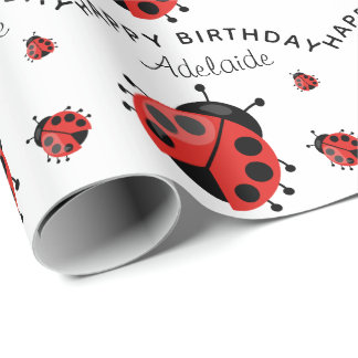 Cute Modern Red Ladybug Personlig Presentpapper