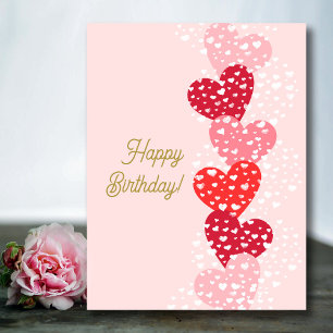 Cute Modern Red Rosa Hearts Glad Alla hjärtans dag Kort