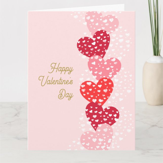 Cute Modern Red Rosa Hearts Glad Alla hjärtans dag Kort (Framsida)