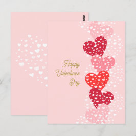 Cute Modern Red Rosa Hearts Glad Alla hjärtans dag Vykort