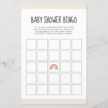 Cute modern regnbåge Babydusch Bingo-spel
