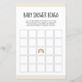 Cute modern regnbåge Babydusch Bingo-spel