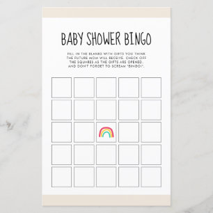 Cute modern regnbåge Babydusch Bingo-spel