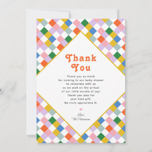 Cute Modern Retro Colorful Checkes Gender Neutral Tack Kort