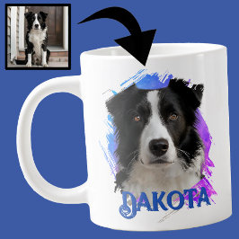Cute Modern & Roligt Blue Gräns Collie Hund Photo Jumbo Mugg