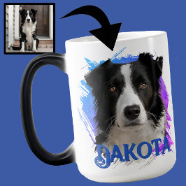Cute Modern & Roligt Blue Gräns Collie Hund Photo Magisk Mugg