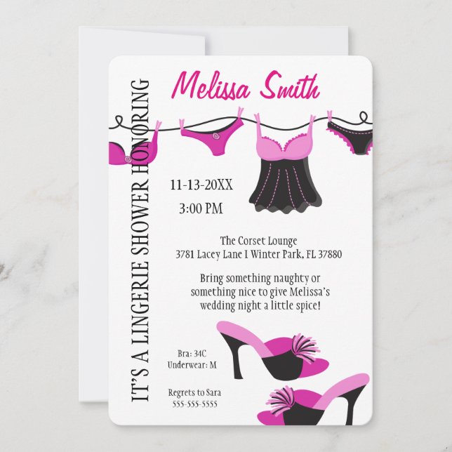 Cute Modern Roligt Lingerie Möhippa Inbjudan (Framsida)