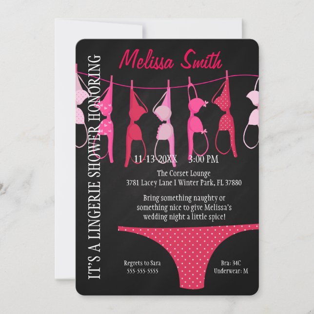 Cute Modern Roligt Lingerie Möhippa Inbjudan (Framsida)