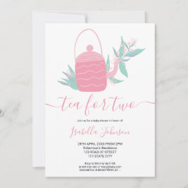 Cute modern rosa blommigt te för två babyduschar inbjudningar