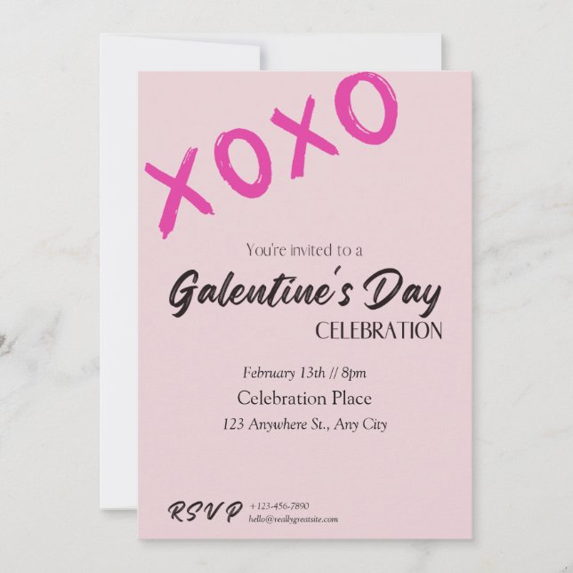Cute Modern Rosa Galentine's Day Party Card Julkort (Framsida)