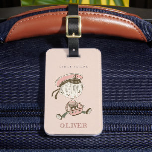 Cute Modern Rosa Girl Little Sailor Nautical Bagagebricka