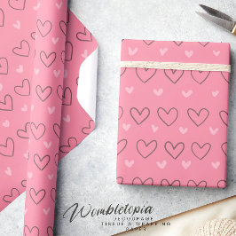 Cute Modern Rosa Kärlek Hearts Presentpapper