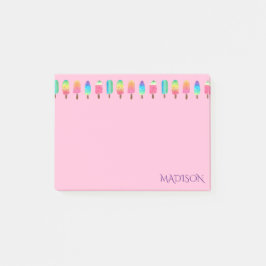 Cute Modern Rosa Lila Popsicle Mönster Girly Post-it Block