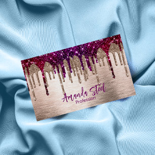 Cute modern Rosa Red Glitter Drives monogram Magnetiska Visitkort