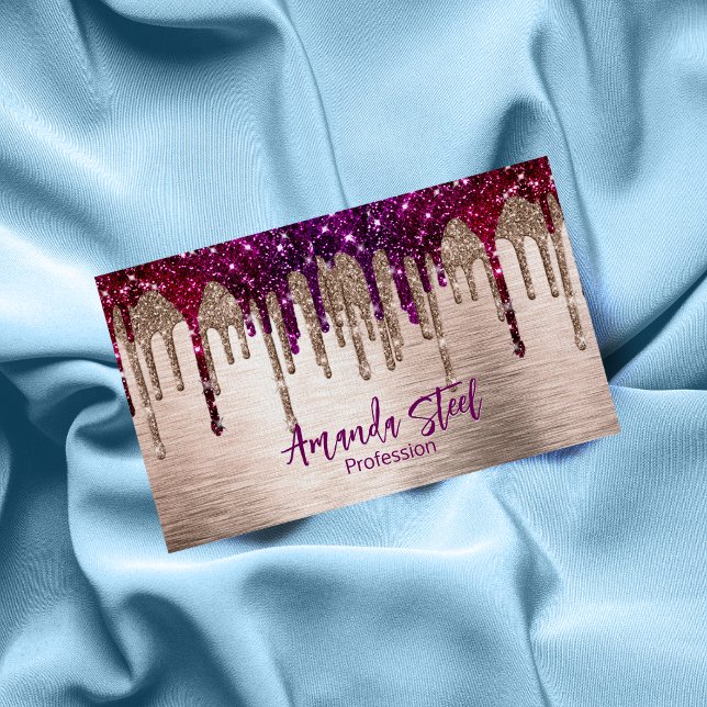 Cute modern Rosa Red Glitter Drives monogram Magnetiska Visitkort (Skapare uppladdad)