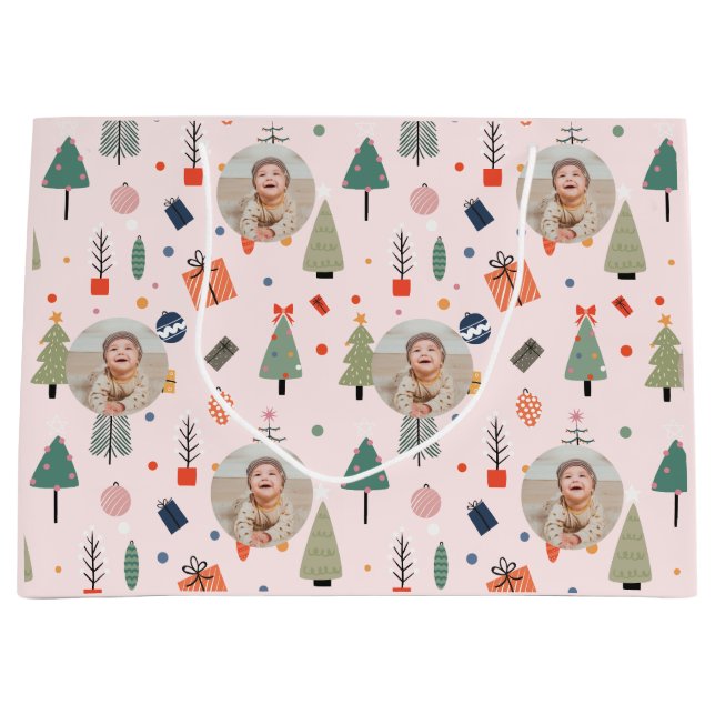 Cute Modern Rosa - roligt julfoto (Framsidan)