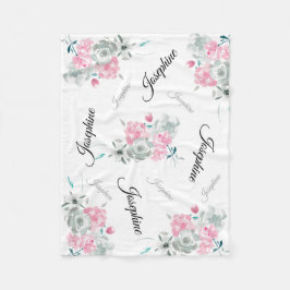 Cute Modern Rosa vattenfärgen Blommigt baby namn Fleecefilt