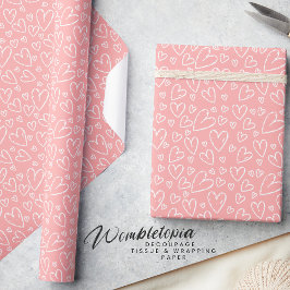 Cute Modern Rosa White Heart Presentpapper