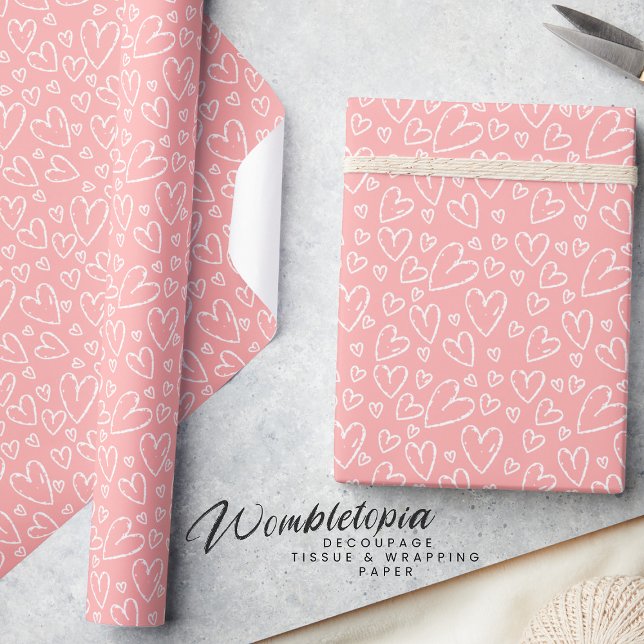 Cute Modern  Rosa White Heart Presentpapper (Skapare uppladdad)