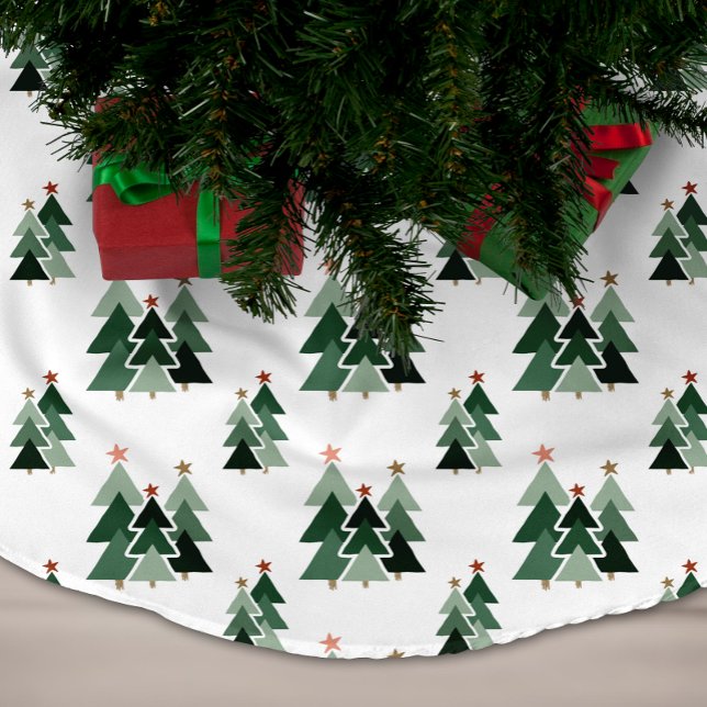Cute Modern Rustic Julgranar Julgransmatta Borstad Polyester (Cute Modern Rustic Christmas Trees Brushed Polyester Tree Skirt)