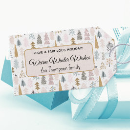 Cute Modern Rustic Julgranar Winter Helgdag Presentetikett