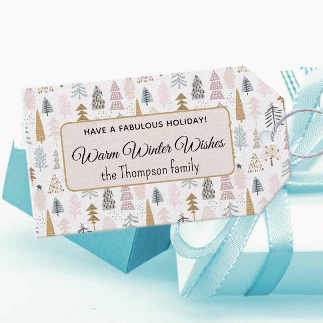 Cute Modern Rustic Julgranar Winter Helgdag Presentetikett (Skapare uppladdad)