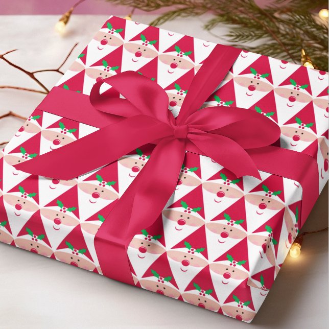 Cute Modern Santa Claus Festive Christmas Pattern Presentpapper (Skapare uppladdad)