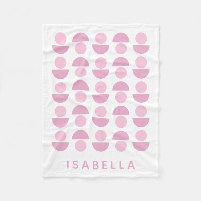Cute Modern Scandinavian Art Mönster i Rosa, Namn Fleecefilt (Framsidan)