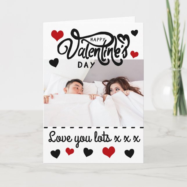 Cute Modern Script Anpassningsbar Photo Valentine Kort (Framsida)