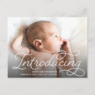 Cute Modern Script-introduktion av foton från Baby Vykort