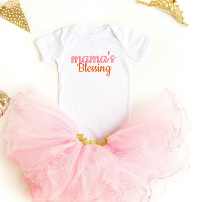 Cute Modern script Mamma bluting T Shirt (Cute Modern script Mama's blessing Baby Bodysuit)