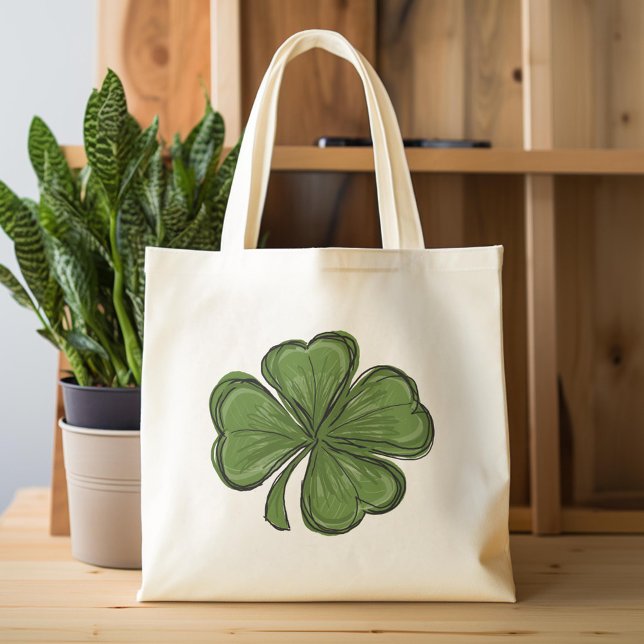 Cute Modern Shamrock Tygkasse (Custom Tote Bag)