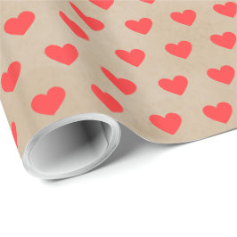 Cute Modern Simple Valentine Red Hearts Kraft Presentpapper