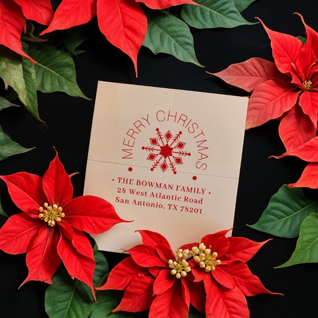 Cute Modern Snowflake Christmas Winter Address Stämpel (Cute Sophisticated Modern Snowflake Christmas Winter Address Rubber Stamps.)