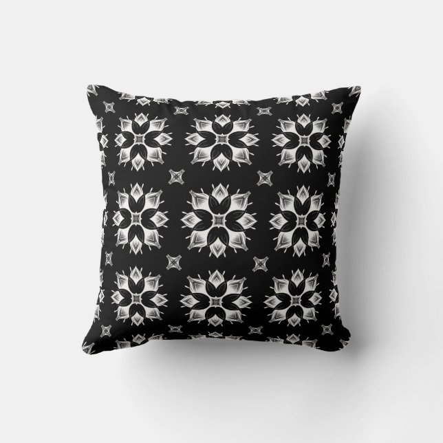 Cute Modern Snyggt Black & White Mandala Mönster Kudde (Baksida)