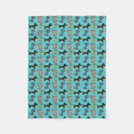 Cute Modern Snyggt Hundar Blue Fleecefilt