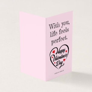 Cute Modern Soft Rosa Blank Inside Valentine Cards Kort