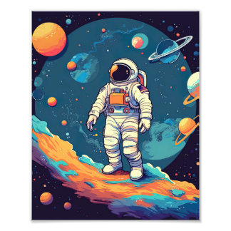 Cute Modern Space Astronaut Alien Fototryck