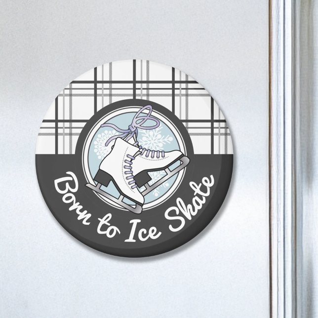 Cute Modern Tartan Ice Skating Magnet (Skapare uppladdad)