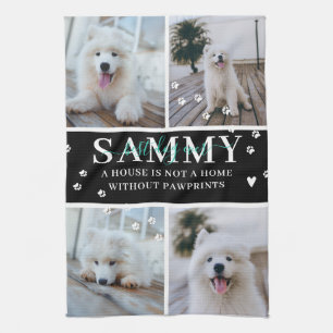 Cute Modern Tass avtryck Personlig Pet Namn Photo Kökshandduk