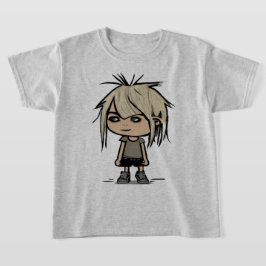 Cute Modern Tecknad Girl Art Teckning Kids Mode T Shirt